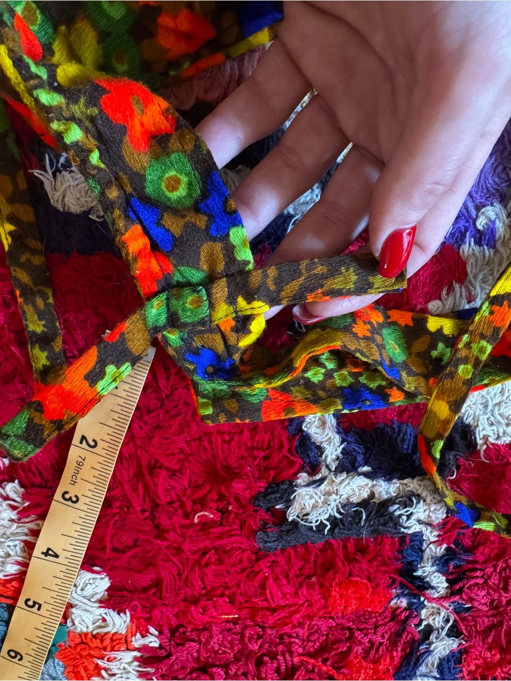 70s Vintage Bright Floral Bark Cloth Bikini Sz M - Picture 13 of 16